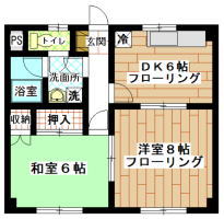 賃貸マンション　南町田・つきみ野　2DK(間取り）