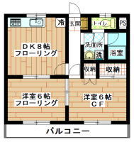 賃貸マンション　南町田・つきみ野　2ＤK(間取り）