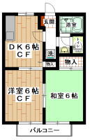 賃貸アパート　南町田・つきみ野　2ＤK(間取り）