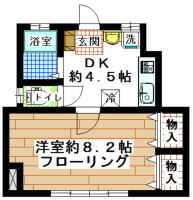 賃貸アパート　すずかけ台　1DK(間取り）
