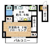 賃貸アパート　すずかけ台　1DK(間取り）