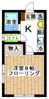 賃貸アパート　すずかけ台　1K(間取り）