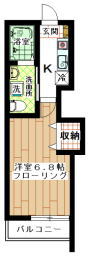 賃貸アパート　すずかけ台　1K(間取り）