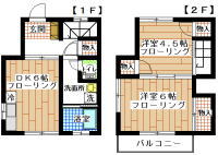 賃貸テラスハウス　すずかけ台・つくし野　2DK(間取り）