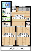 賃貸アパート　すずかけ台　2DK(間取り）