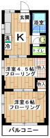 賃貸マンション　すずかけ台・南町田　2K(間取り）
