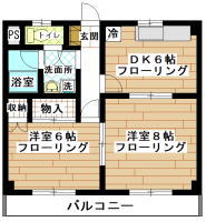 賃貸マンション　南町田・つきみ野　2DK(間取り）