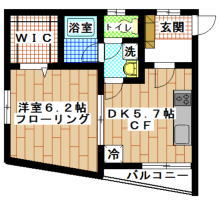 賃貸マンション　すずかけ台・つくし野　1DK(間取り）