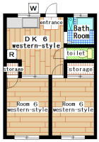 apartment tsukimino 2DK(floor plan)