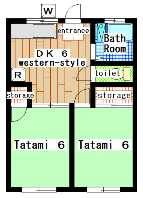 Rental apartment tsukimino 2DK(Floor Plan)