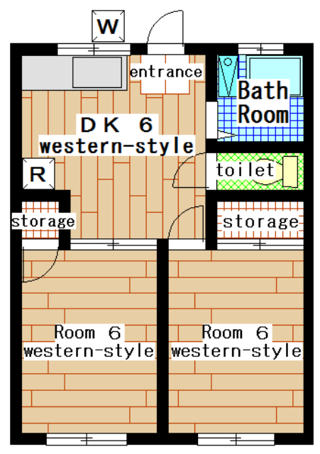 Rental apartment tsukimino 2DK(Floor Plan)
